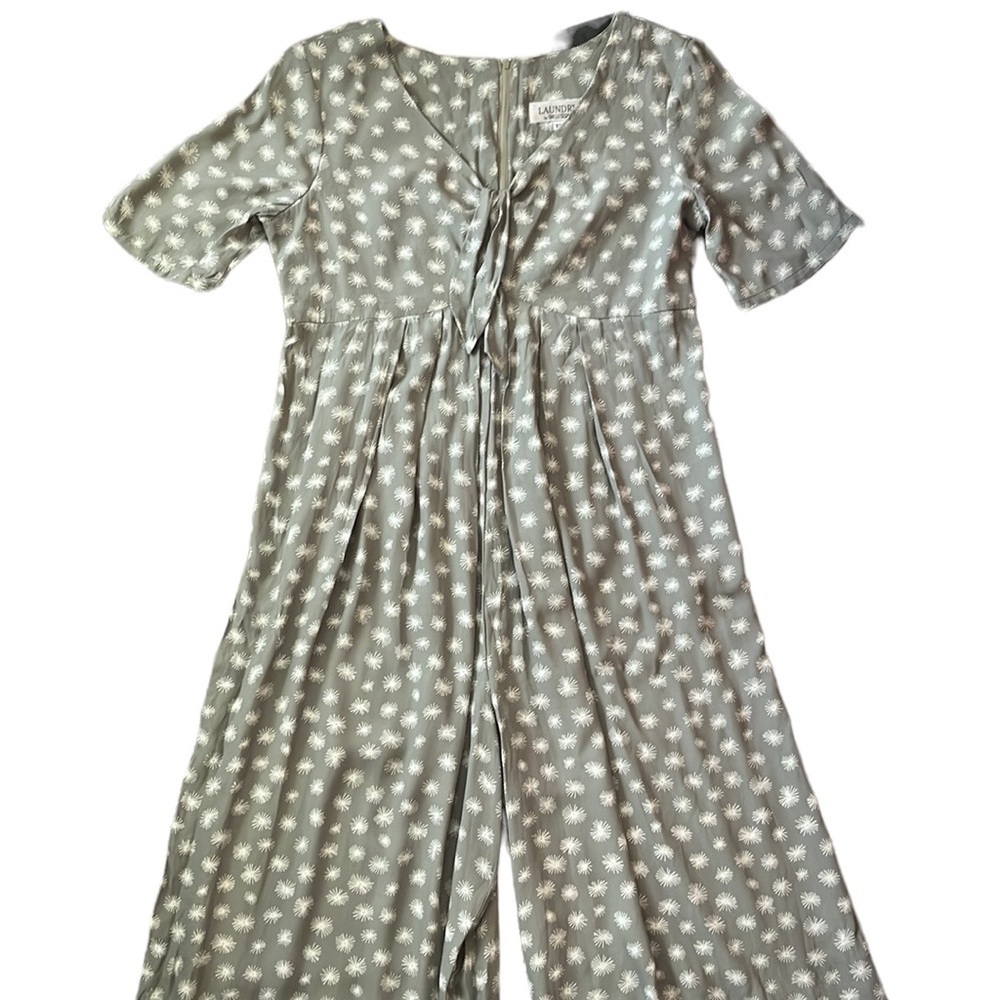 Laundry by Shelli Segal Light Olive Floral Summer Jumpsuit